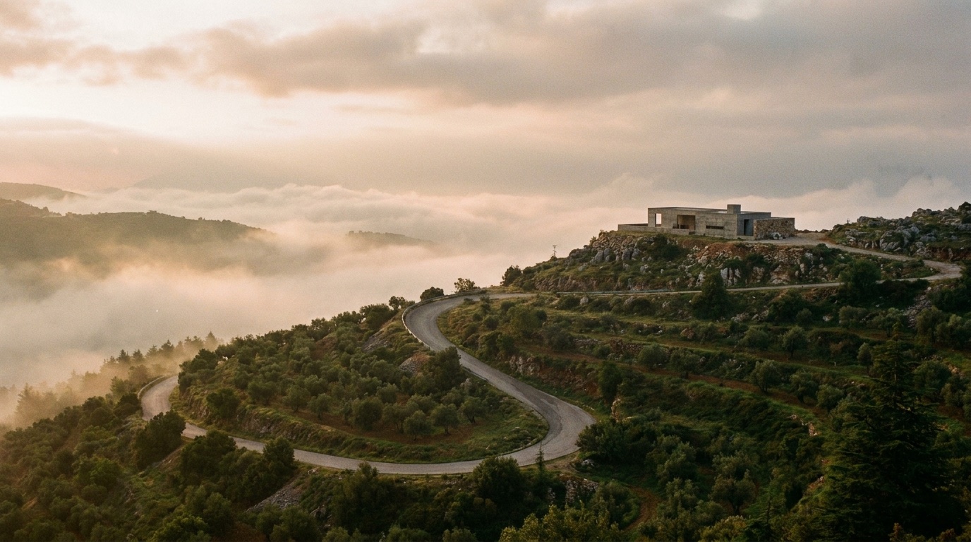 The road climbing through the Akkar hills