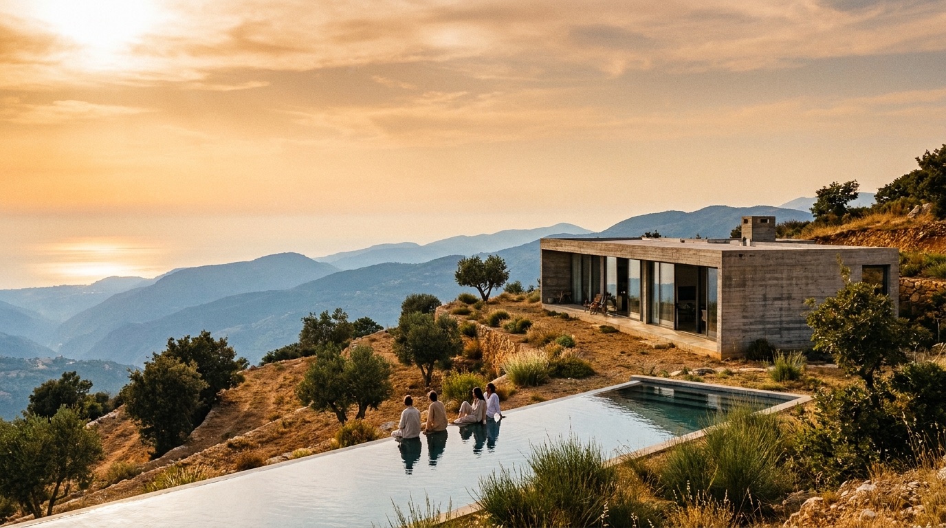 The residency in the hills at golden hour